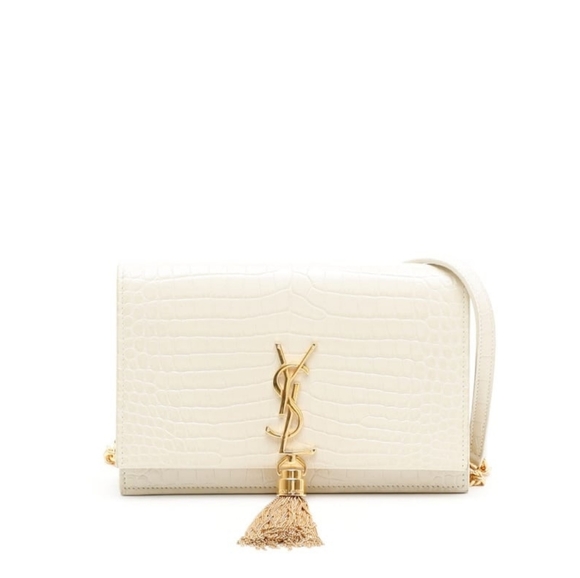 New! AUTHENTICATED YSL Saint Laurent Kate Chain Wallet With Tassel Crema Soft - Picture 6 of 16